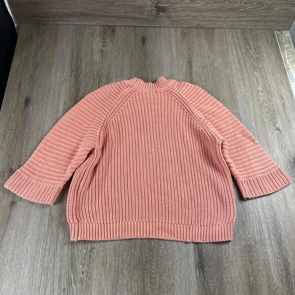 Maeve Chunky Loose Knit Raglan Sleeve Oversized Sweater Women's Med Coral Pink - Picture 8 of 8